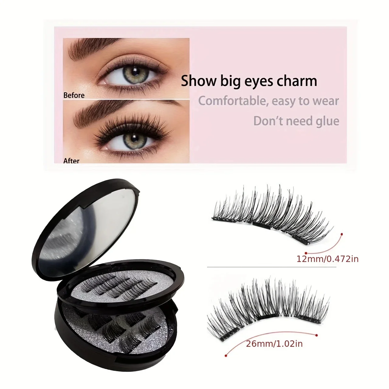 8 قطعة مجموعة الرموش المغناطيسية الرموش الصناعية الطبيعية مقاوم للماء الرموش طقم تمديد قابلة لإعادة الاستخدام Wispy الرموش الصناعية أدوات ماكياج #3