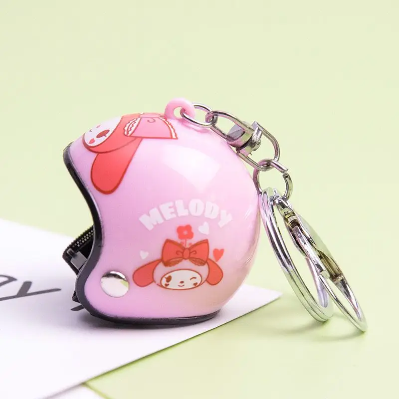 Sanrio Melody Kuromi Helmet Keychain Cartoon Helmet Creative Car Keychain Cute Decorations Anime Accessories One Piece