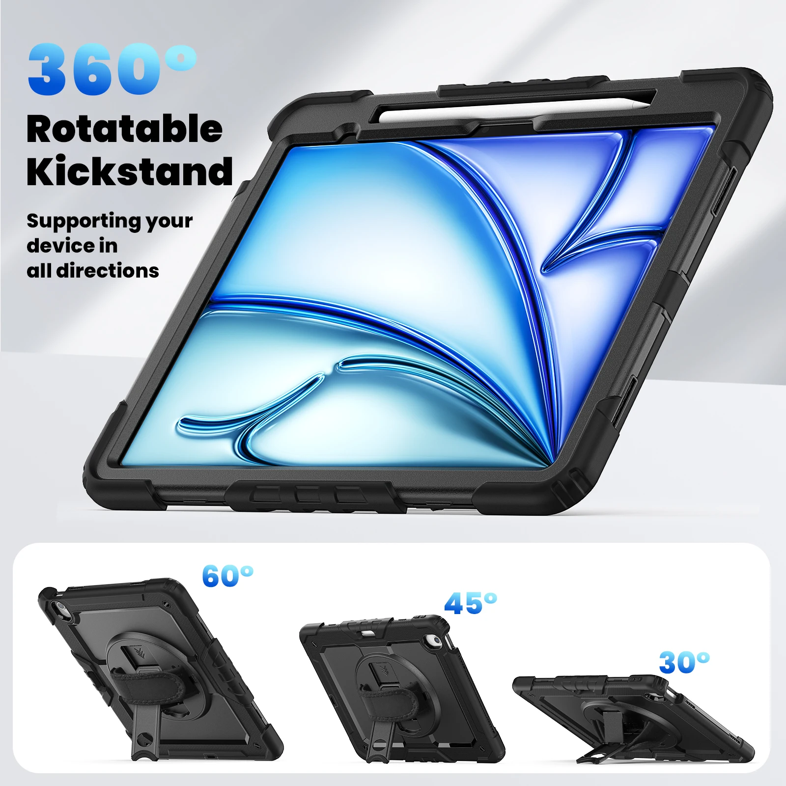 Imagem -04 - Suporte Rotativo para Ipad Pro ar 13 2024 A2898 A2903 A2904 A2925 A2926 A3007 Capa com Protetor de Tela Alça de Ombro Mão Case