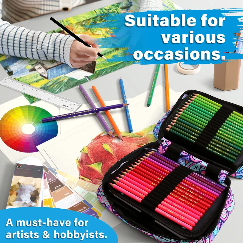 1pc 120 Slots Colored Pencil Case,Twill Oxford Pencil Holder Bag Zipper Closure Organizer Multilayer Holder for Pens,Makers