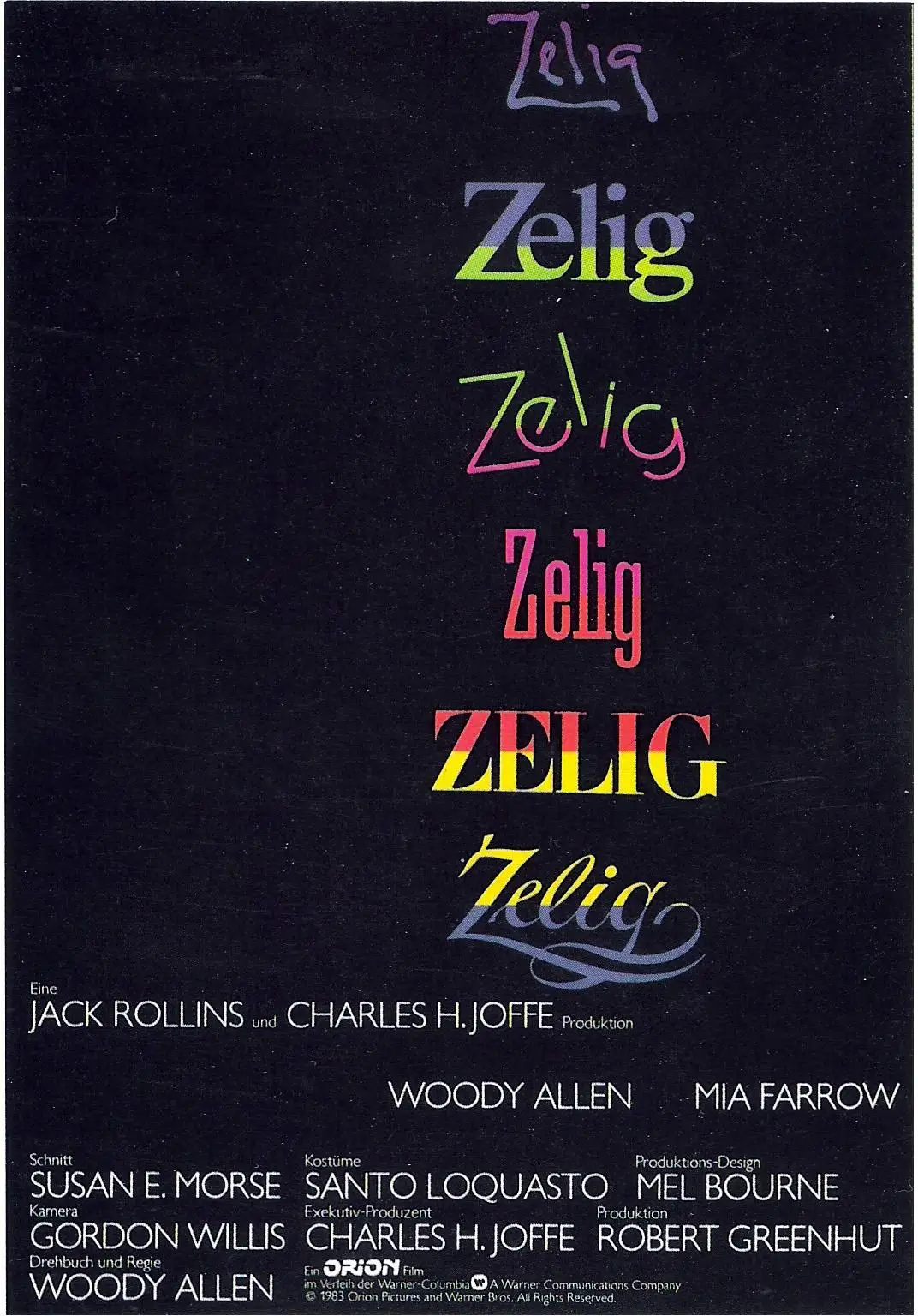 Movie Zelig (1983) Poster Printing Home Decor Wall Art Painting