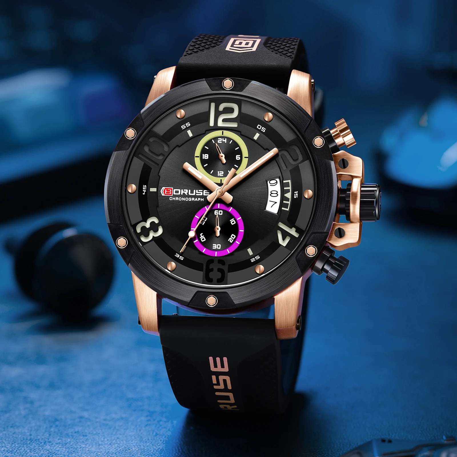 BORUSE High-end Waterproof Leather Watch, Simple Fashion, Business Model, Men's Luminous Quartz Watch