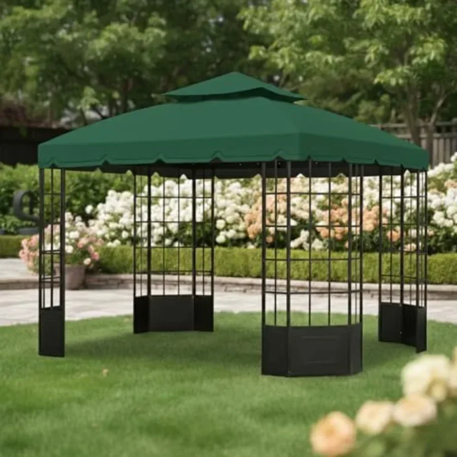 Reinforced RipLock 350 Replacement  Top Cover Compatible with Bay Window 10' x 12' Gazebo Models L-GZ120PST-2 L-GZ120PST-2D
