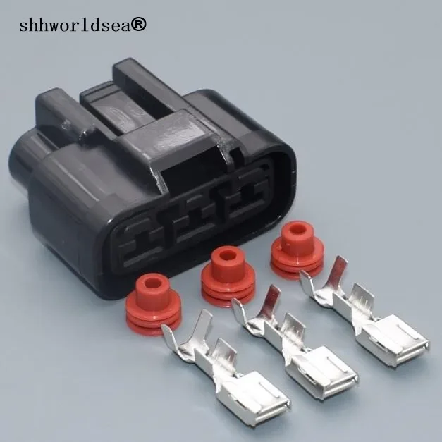 1/100set 3 Pin Power Cord Female Connector QLW-A-3F-B QLW-A-3F-GR QLW Left Slot Automotive Connector Auto Fan Socket For Hond