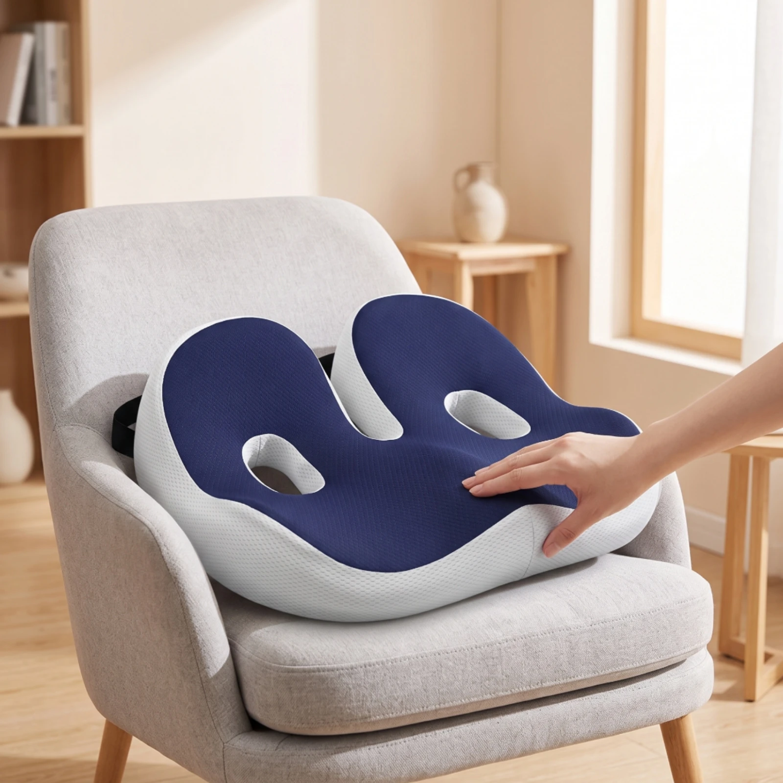 Memory Foam U-shaped Seat Cushion Adjustable Ergonomic Chair Pad Breathable Office Chair Cushion for Desk Workers