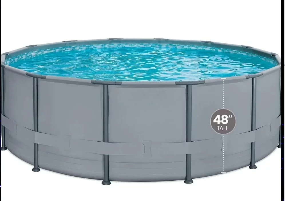 

Swimming Pool 14ft X 48in Round Oasis Above Ground Pool Gray With SkimmerPlus Filter Pump & Ladder Outdoor Hot Tubs Accessories