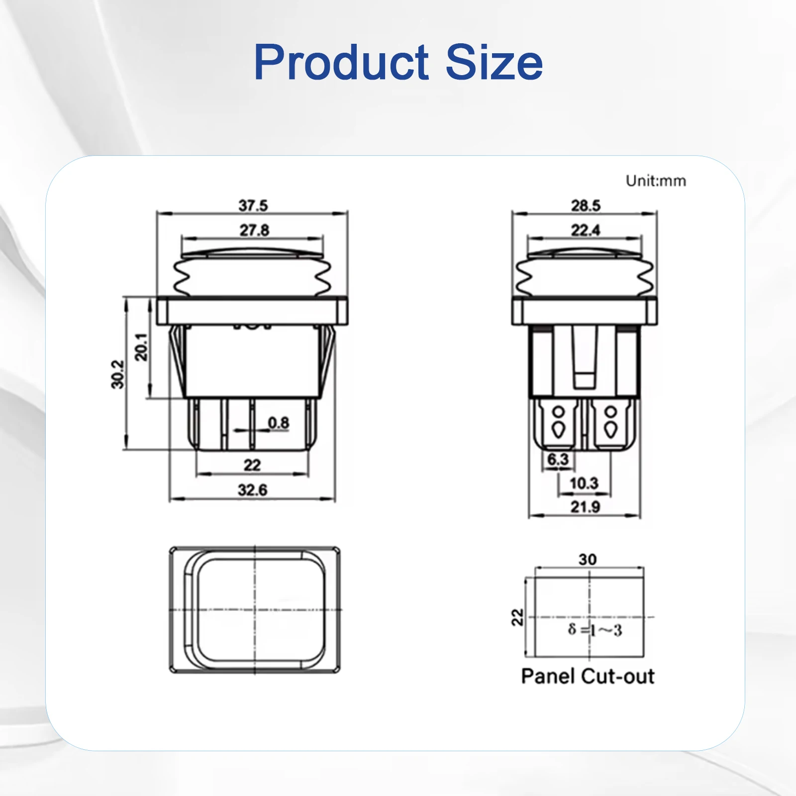 20A Momentary Polarity Reverse Switch 3 Position Up Down Rocker Switch Waterproof Inverter Button for Winch Motor Actuator