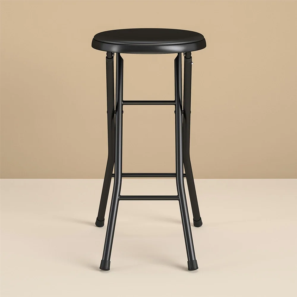 Folding Metal Stool Lightweight Portable Compact Seating Slip-Resistant Padded Chair Indoor Use Easy Storage Great Events image 3