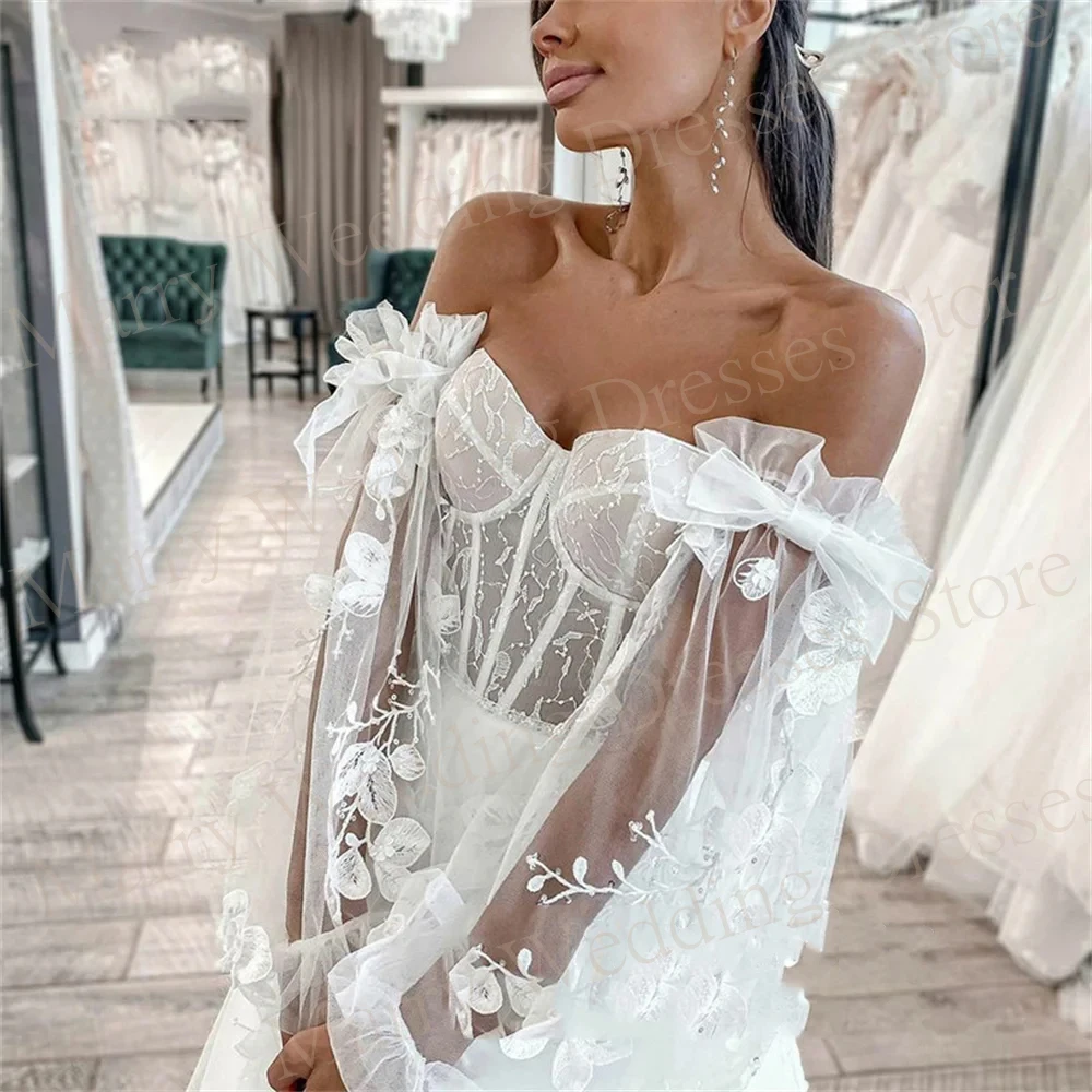 2024 Graceful A Line abiti da sposa da donna bellissime Appliques abiti da sposa in pizzo Sexy Sweetheart Tulle Princess Robes De Mariée