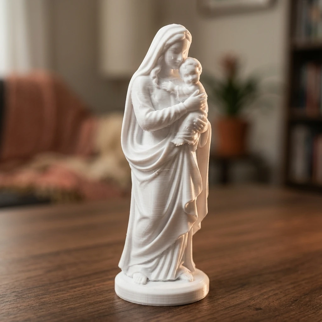Statue of the Virgin Mary; European-style Jesus Figure Sculpture; Home Decor for Tabletops or Entryways; Minimalist, Artistic,