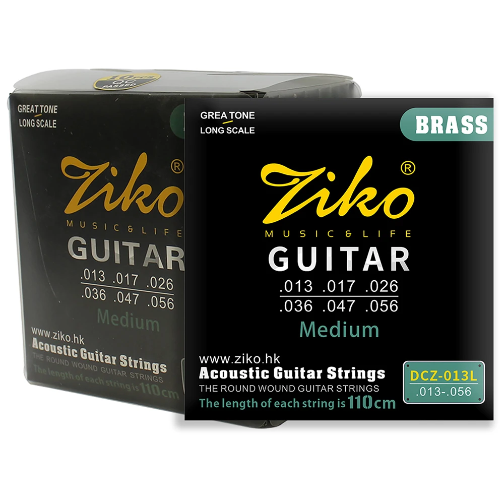 

ZIKO DCZ-013L 6Pcs Folk Guitar Strings Hexagonal Carbon Steel Core Brass Wound Acoustic Guitar Strings Guitar Accessories