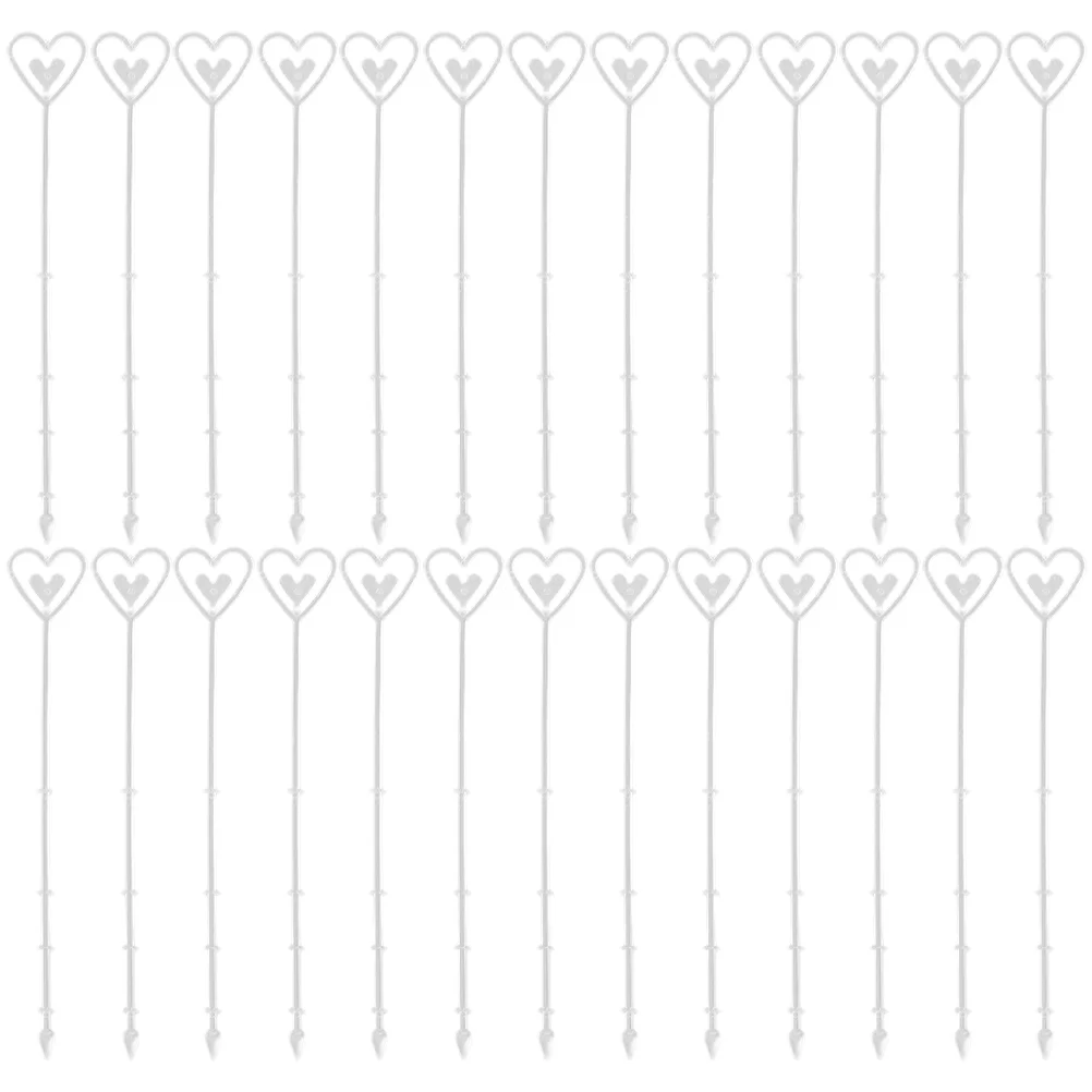 100 Pcs Transparent Plastic Heart-shaped Flower Card Holder Set Gift Picks Bouquet Memorandum for Arrangements Floral Giftcard