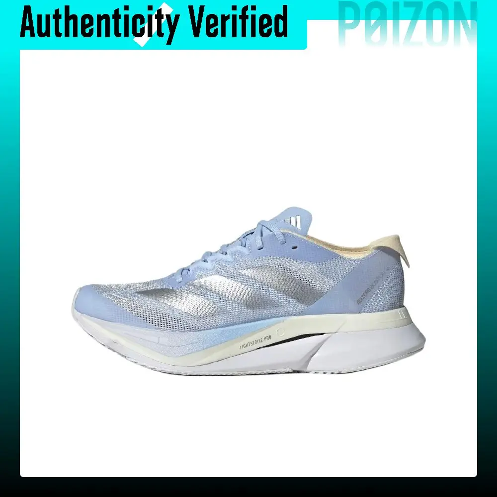 Adidas Adizero Boston 12 Comfortable Fabric Low top Running Shoes Women's Blue Gray JP7914