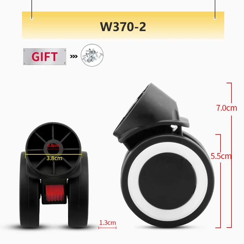 

Suitcase Pulley Cloth Box Repair Trolley Universal Wheel W370-2 Trolley Box Wheel Silent Wheel Maintenance Roller