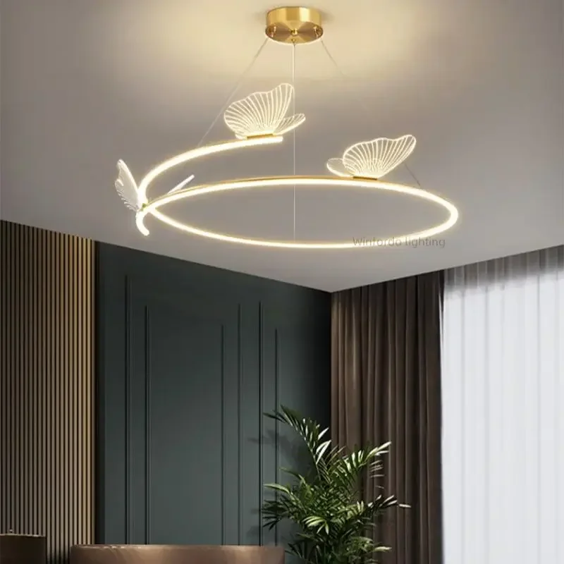 lustre de borboleta moderno e simples com linha led luz redonda criativo e elegante decoracao de sala de jantar e estar quarto e quarto 2023 01