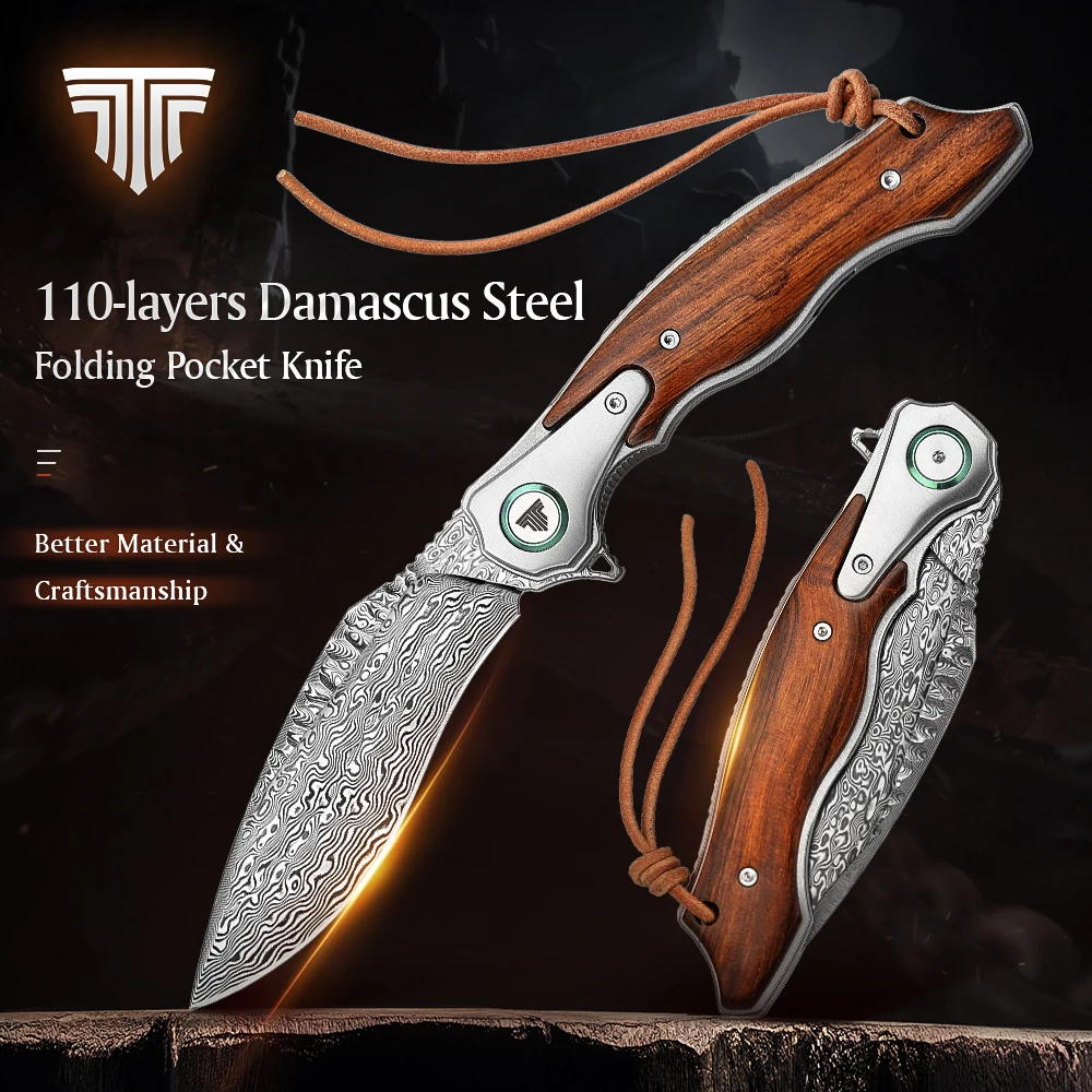 

TRIVISA EDC Pocket Folding Knife for man ,Camping Hunt Hiking Outdoor Survival Defense High quality Tool
