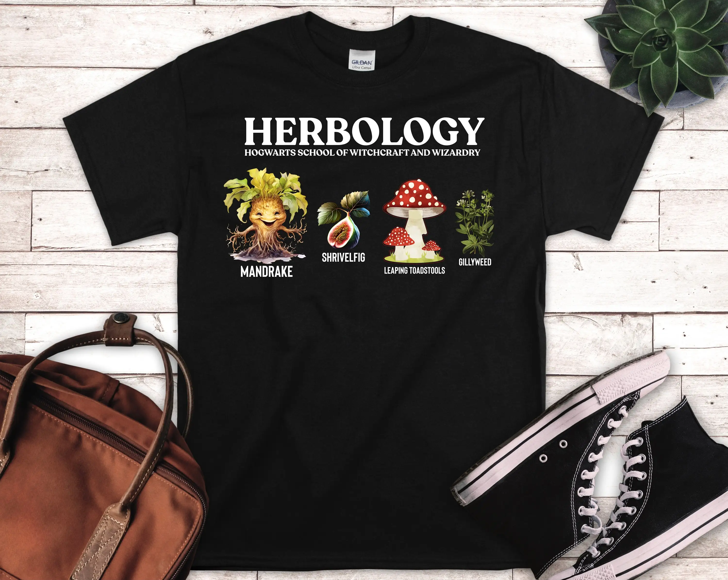 Herbology Plants T Shirt For Plant Lover Botanical Wizard Pottery Gardening