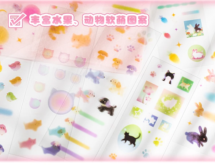 TIANZI 24-Sheet Kawaii Creative Fruit Theme Die Cut Stickers Book for DIY Scrapbooking Handmade Aesthetic Diary Stickers
