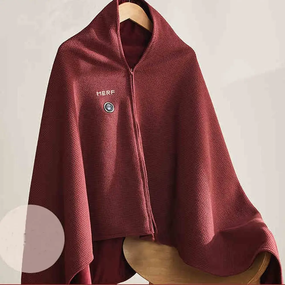 ทนทานสวมใส่ USB ผ้าห่มอุ่นไฟฟ้า 3 ระดับความร้อนแบบพกพาผ้าคลุมไหล่ล้างทําความสะอาดได้ขาฤดูหนาว