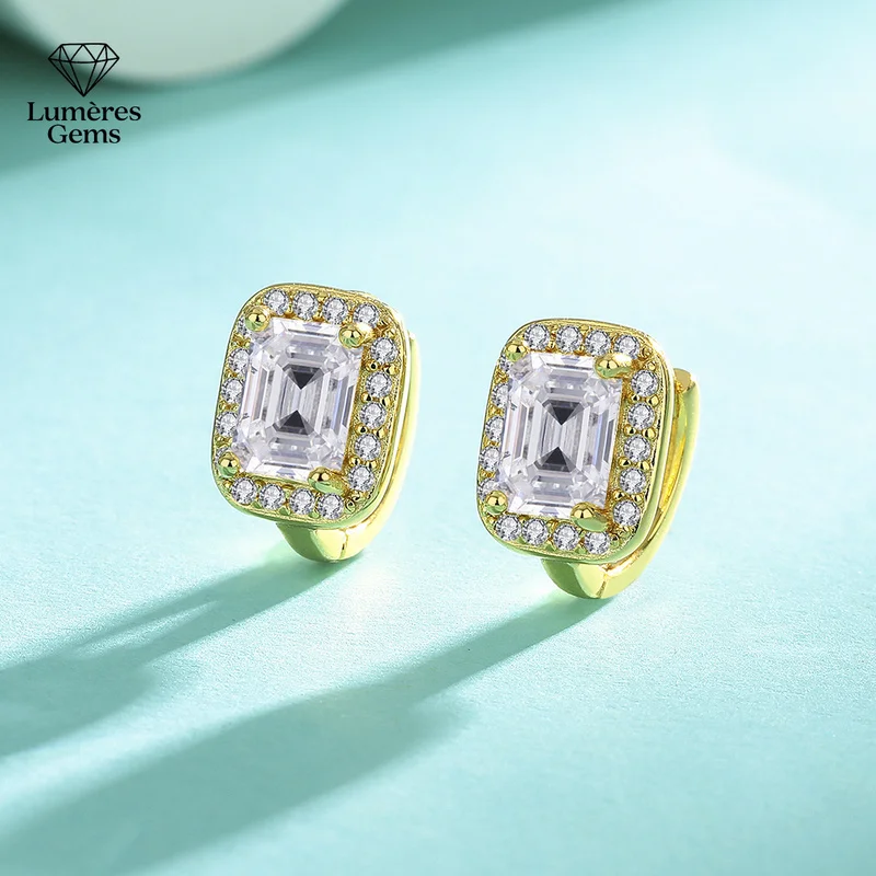 Lumière Gems Platinum PT950 Mother-of-Pearl Cut Amethyst Stud Earring - High-end, Fashionable and Simple Design - 18K Gold