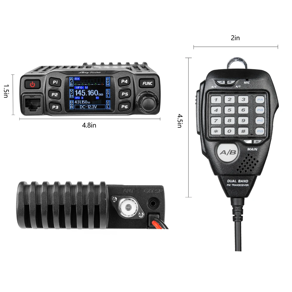 AnyTone AT-778UV II touristes bande Transcsec Mini station de radio mobile VHF 136-174 UHF 400-480MHz AmPueblRadio Walperforated Talkie 25W