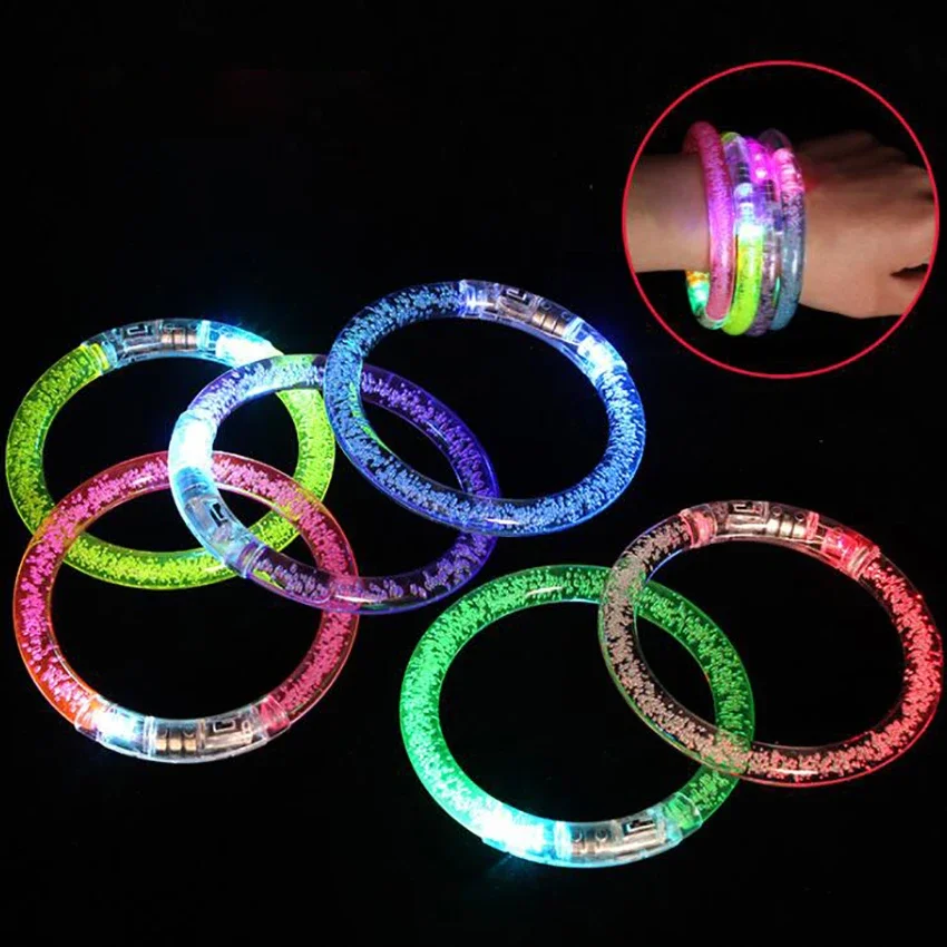 LED Flashing Dance Wristbands, Wrist Glow Bangle in the Dark, Carnival, Birthday Gift, Party Supplies, 1Pc