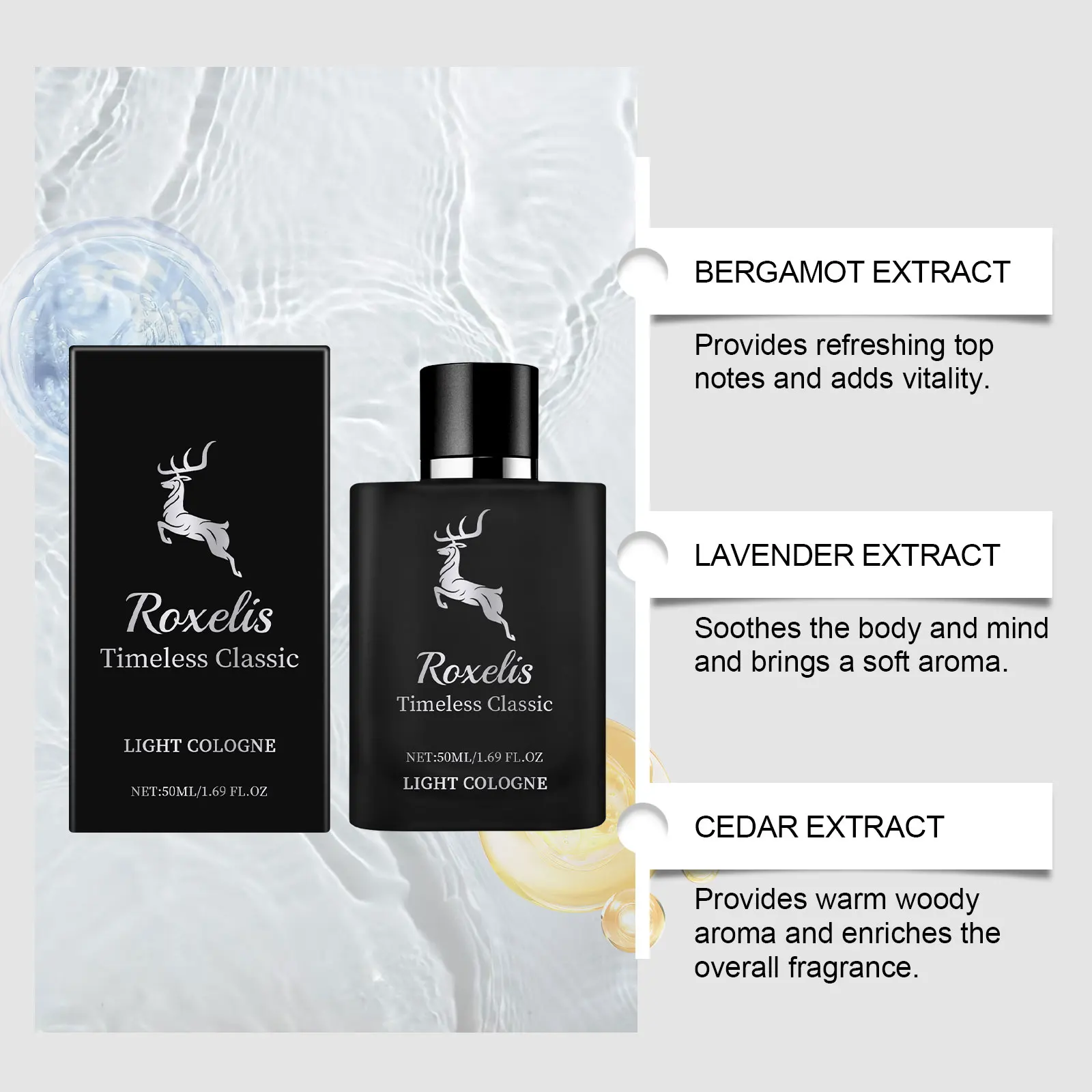 Charm Classic Cologne For Men Eau de Toilette Enhance Personal Charm Long Lasting Fresh Fragrance Natural Bergamot Lavender Cedar Woody Scent Daily Dating Gift 50ml - view 2