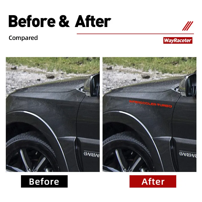 2 Pcs Intercooler Turbo Sticker Reflective Graphics Vinyl Decal For Mitsubishi Pajero Shogun Montero Side MK2 V20 Accessories