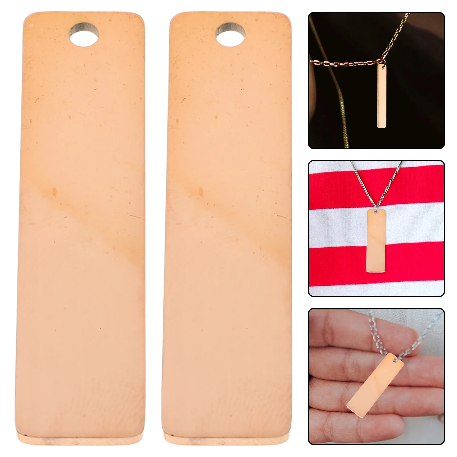 

6Pcs Rectangle Metal Stamping Blanks Engravable DIY Jewelry Making Titanium Steel Keychain Pendant Tags Engravable Blanks