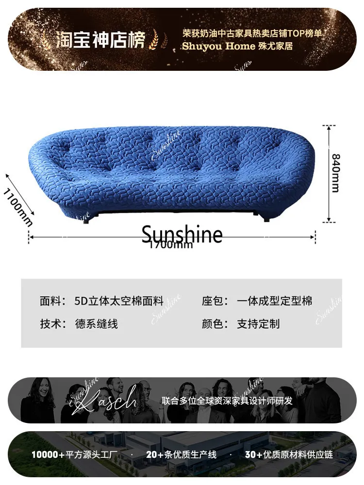 Italian minimalist creative special-shaped fabric sofa