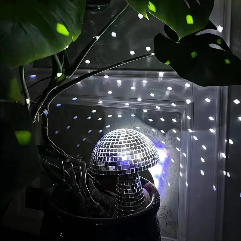 Mushroom Disco Mirror Ball Home Office Decoration Aesthetic Retro Reflective Mushroom Shape DJ Light Modern Home Decor for Party