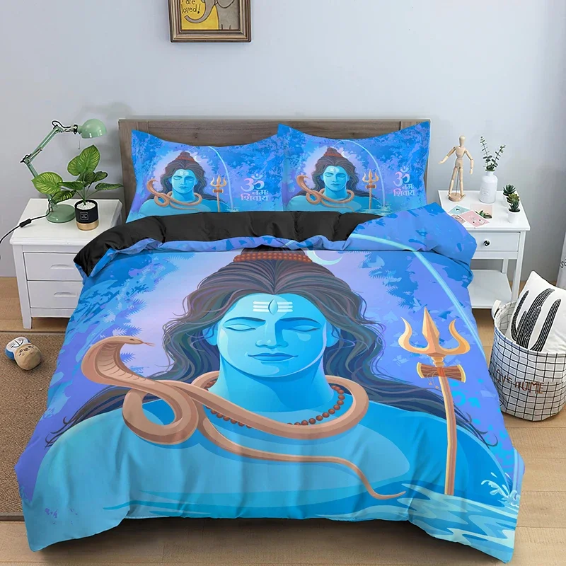 Indian Buddha Duvet Cover King Queen Size Lord Shiva Ganesha Bedding Set Mystery Religious Belief 2/3PCS Polyester Quilt Cover