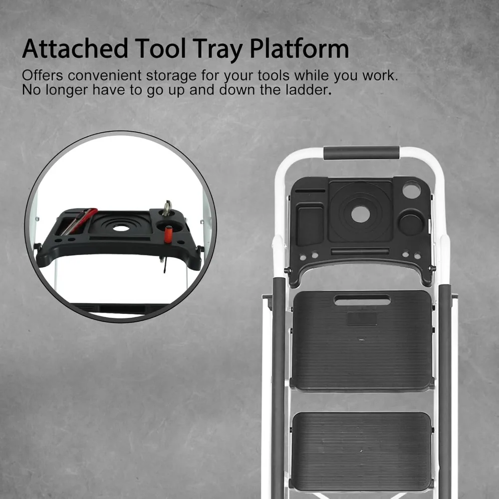 verstelbare 5-staps vouwladder met lade voor thuisgebruik - ondersteunt tot 330 lbs