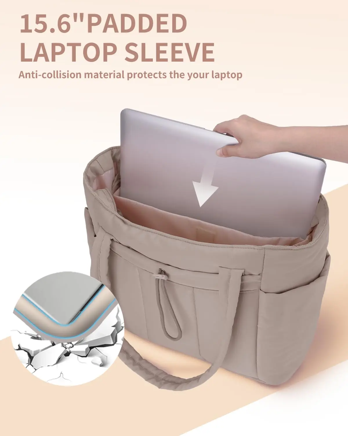 

Tote Bags Packet Pouch Women's Portable Shoulder Handbags with Cup Holder Laptop Compartment Travel Work Camping Equipment
