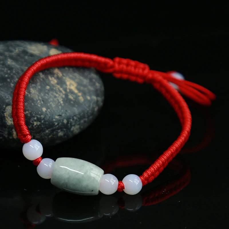 YuLingLong Trendy Geometric Natural Jade Red Rope Handmade Braid Bracelets For Women Girls Fine Jewelry Accessories Gift