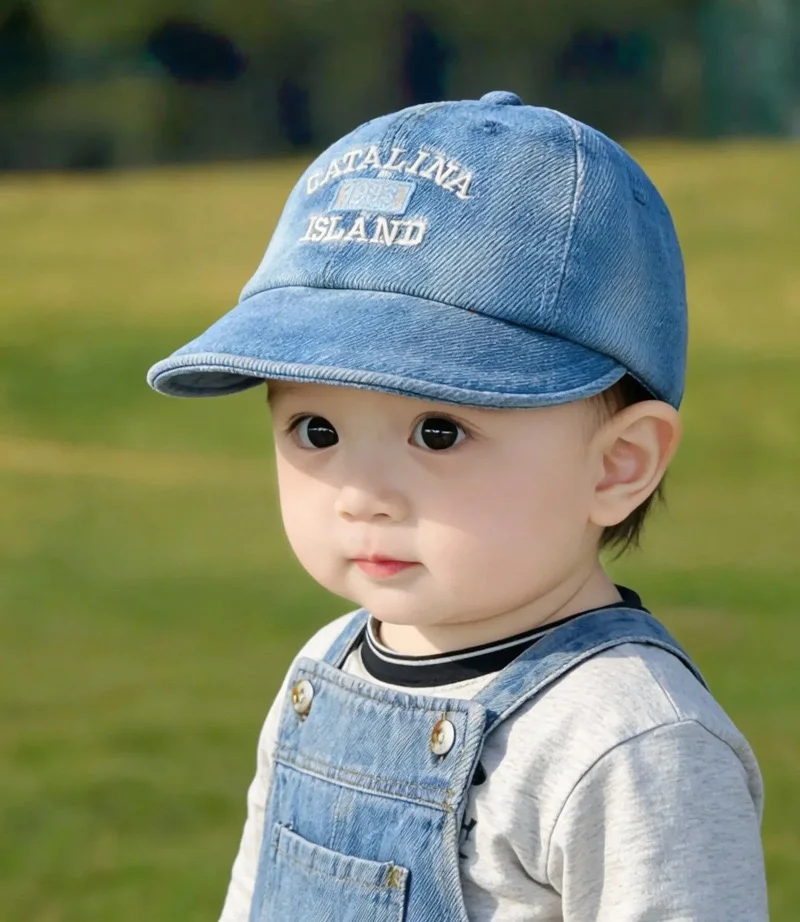 

Детская джинсовая бейсболка, новая модель весна-лето, с вышитыми буквами, солнцезащитная кепка унисекс, детская кепка-уточка, защита от солнца