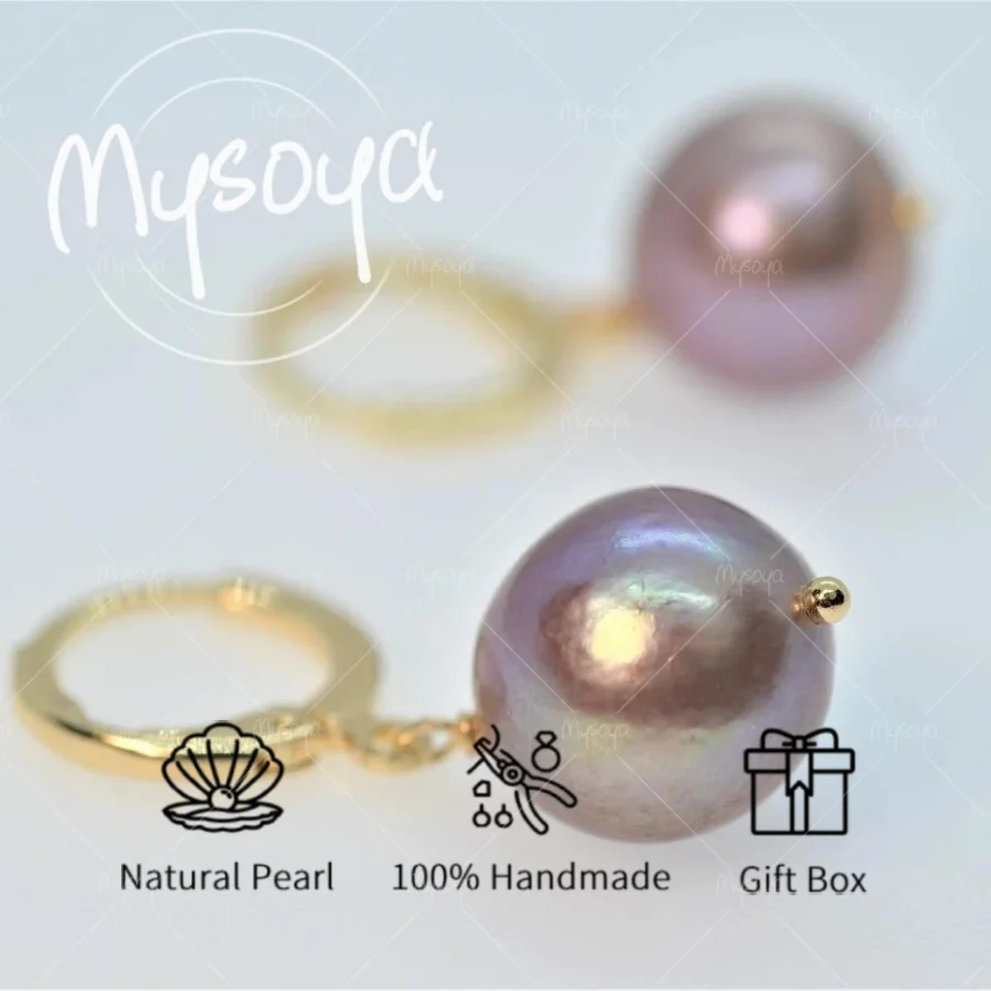 

Серьги MYSOYA с крупными фиолетовыми жемчужинами Эдисон, 10-11 мм, в подарочной коробке, для него/для нее, подходят на День рождения/День святого Валентина