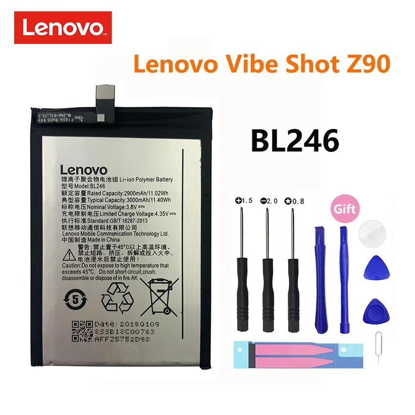 

Original Phone Battery BL246 For Lenovo Z90 Vibe Shot Z90A40 Z90-7 Z90-3 3000mAh Replacement Batteries Bateria