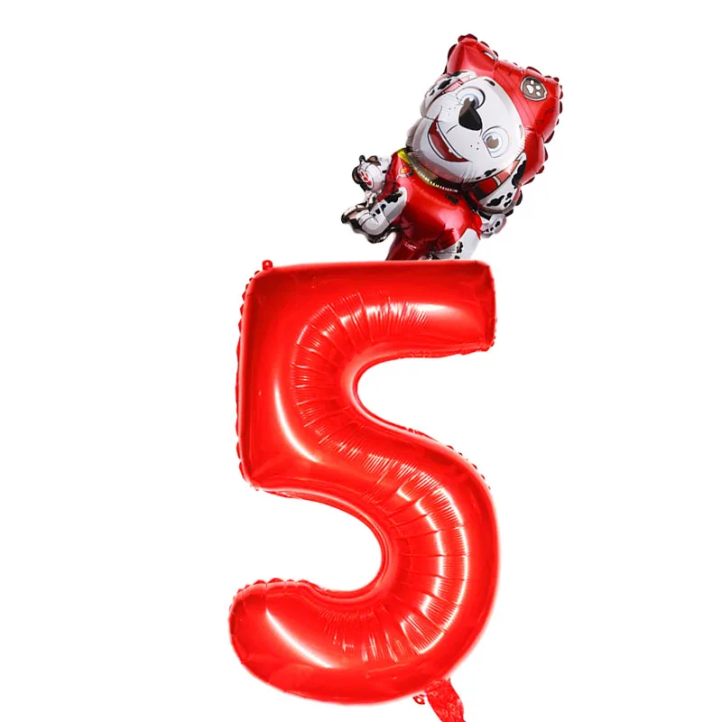Cartoon paw patrol 32 inches Number Foil Balloons  Chase Skye Rubble Child Birthday Party Decoration Balloon kids toy view 6