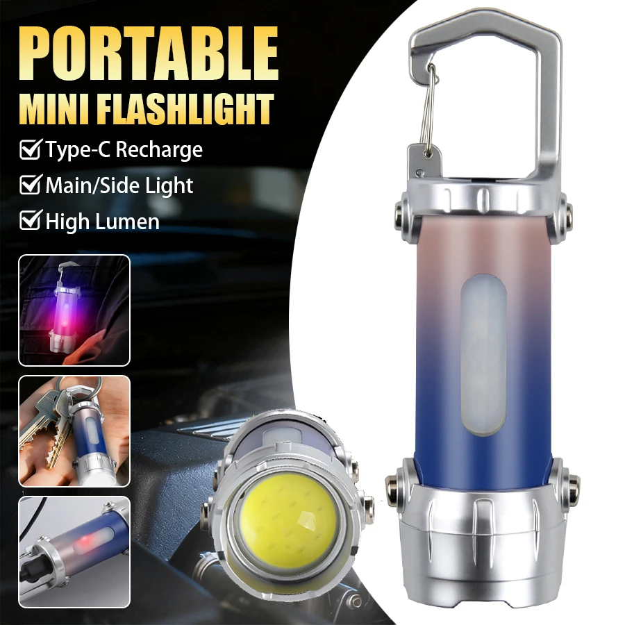 

Портативный перезаряжаемый светодиодный брелок COB, ручной фонарик, сигнальная лампа, подвесная аварийная карманная лампа для кемпинга, рабочая лампа