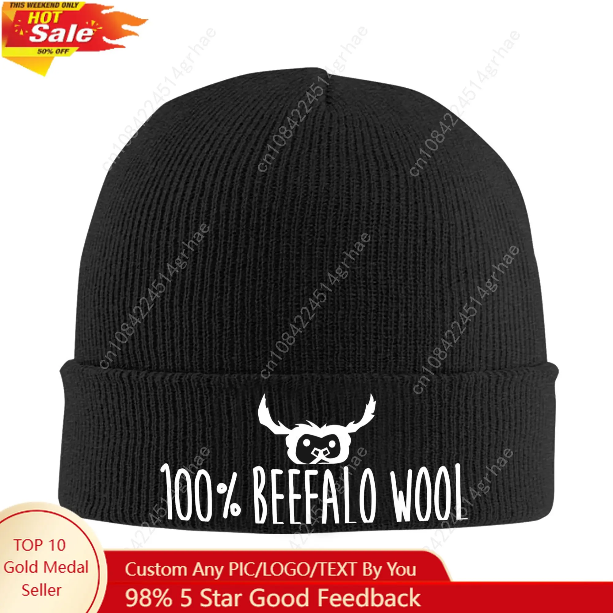 

Women Men Cuff Beanie Don t Starve Together 100 Beefalo Wool Merch Warm Skull Knitted Hat Cap PVP Play Game Bonnet Knit Hat
