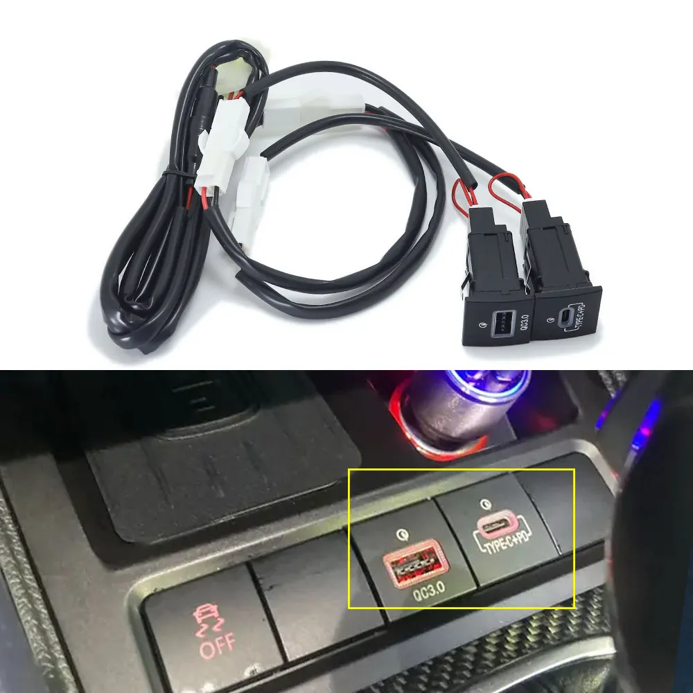 Für VW Golf 6 Jetta 5 MK5 Scirocco 06-12 QC3.0 Typ C PD USB Schnell-Autoladegerät Ersatzstecker 12V/24V