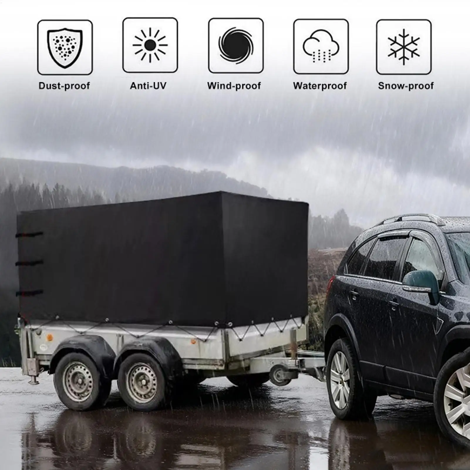 

Чехол для прицепа из ткани Оксфорд, защита от солнца, дождя, ветра, УФ-излучения, для кемпинга и холодной погоды