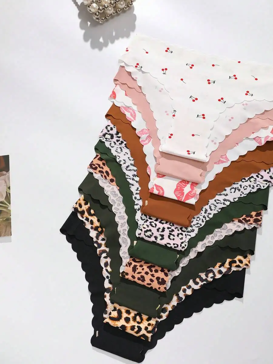 

10pcs Women Seamless Hipster Briefs Soft Comfortable Leopard Print Underwear