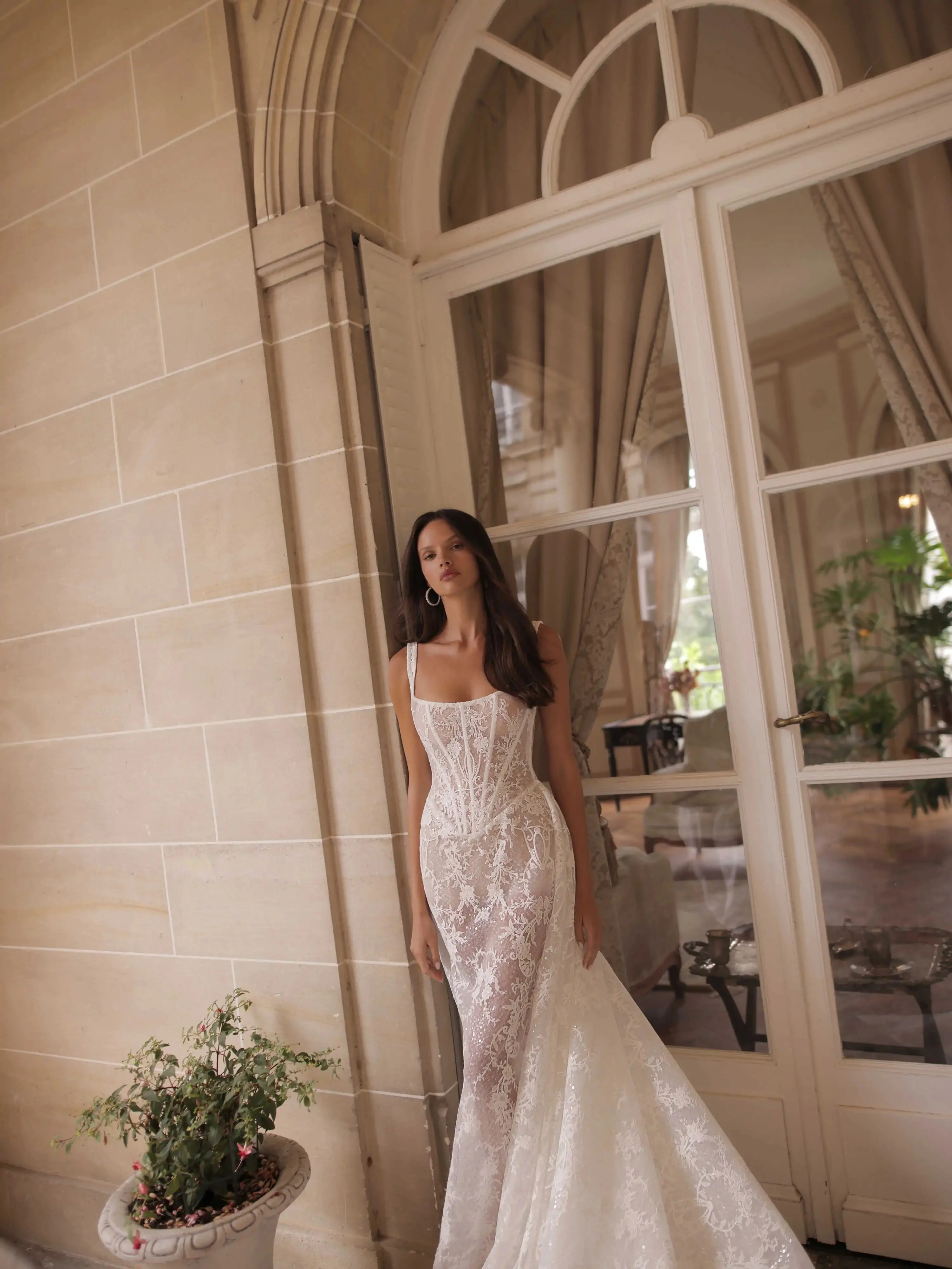 

Lace Wedding Dress Mermaid Vestido De Novia Cola Desmontable Vestidos Boda Civil Elegantes Vintage Simple Con Corset White Bride