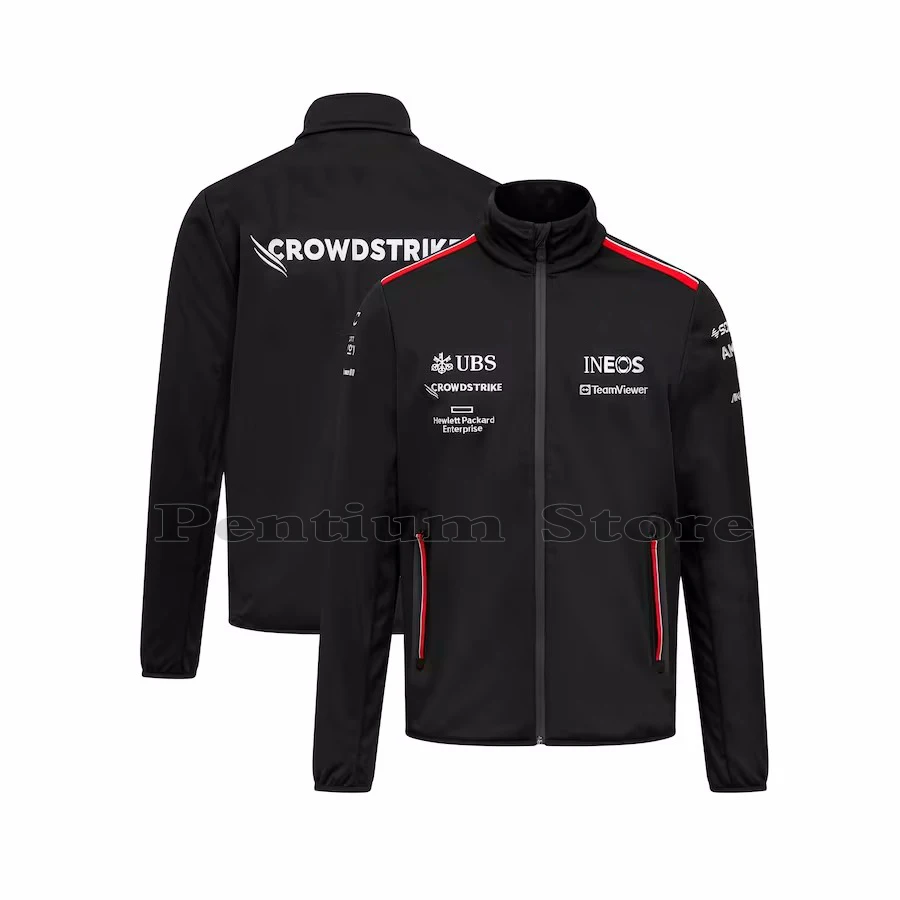 Per gli appassionati di auto Mercedes Benz Racing Team Abbigliamento Giacca antivento Abbigliamento sportivo con cerniera nera