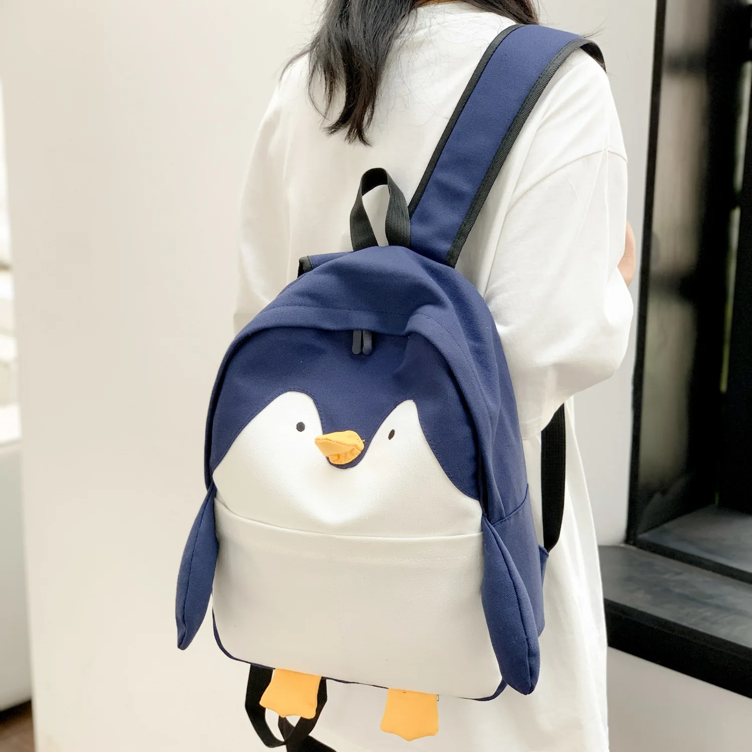 Ins Shark Print Backpack Women Funny Animal Design School Bags For Teenage Girls Penguin Printed Kawaii Bags Cute-Backpack Small