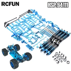 Di Alluminio del metallo Blu Set Completo di Parti di Aggiornamento Ammortizzatore CVD Telaio Gear per HSP 1/10 Bilancia RC del Camion Mostro Auto 94108 94111