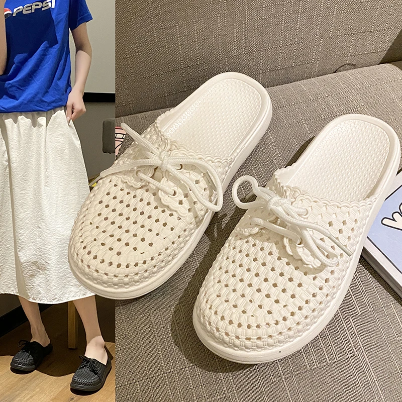 

Ladies Home Soft Bottom Clog Shoes Head Cover Slippers Outdoor Summer Fashion Office Lazy Half Slippers Beach Sandals