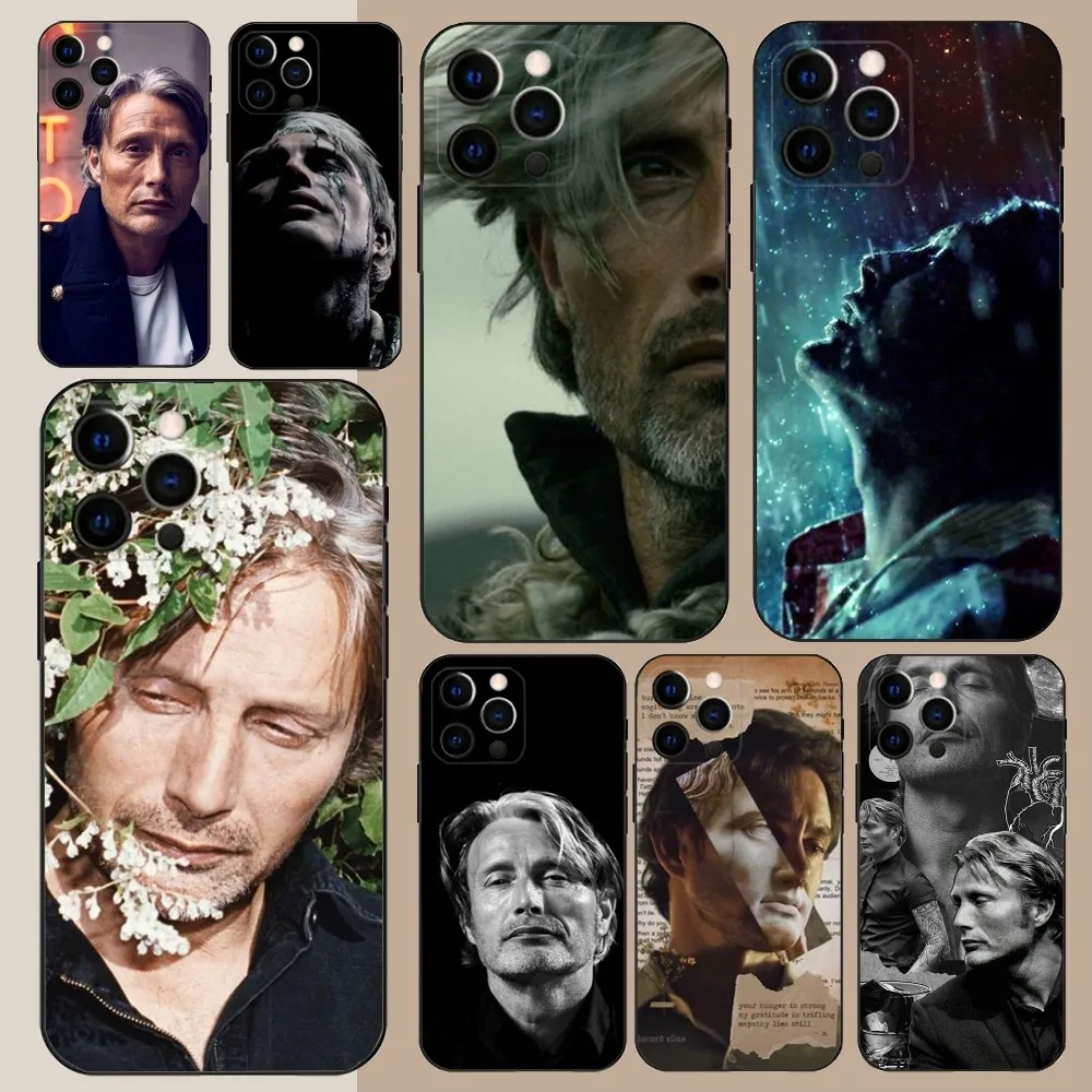 M-Mads Mikkelsen-S  Phone Case For Apple iPhone 15,14,13,12,11,Pro,X,XS,Max,XR,Plus,Mini Soft Black Cover